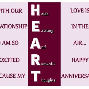 HEART – Holds Exciting And Romantic Thoughts (Anniversary Trifold Design)