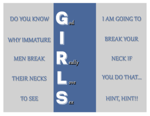 GIRLS – Bold Blue Warning Humor Trifold Greeting Card