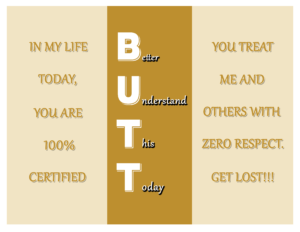 BUTT – Golden Sarcastic Humor Trifold Greeting Card